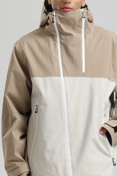 Men's Khaki & White Face Vent Asym-Zip Waterproof Insulated Snow Jacket